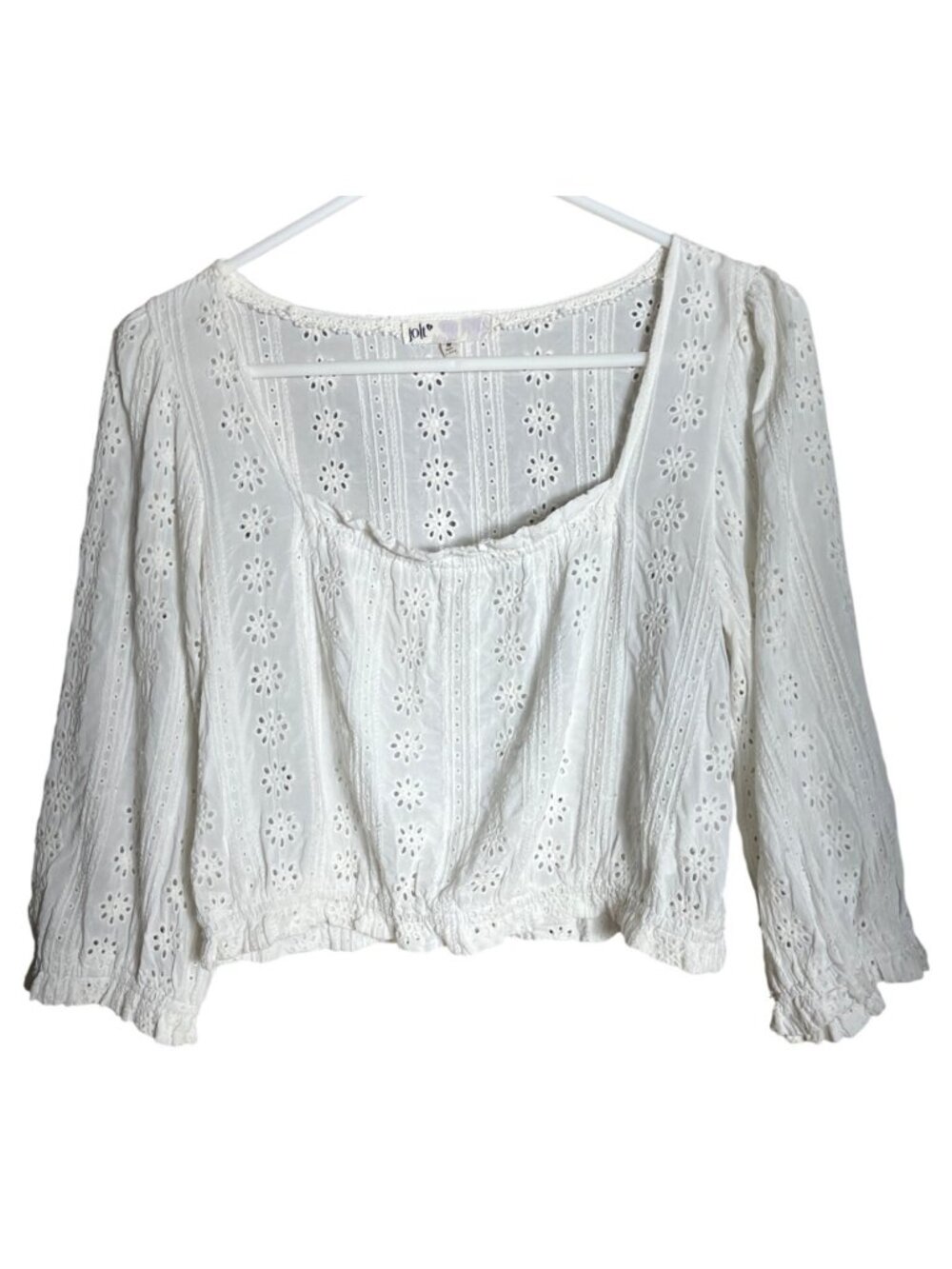 White Eyelet Crop Top Milkmaid Coquette Dainty Cottagecore Boho Delicate Wom M